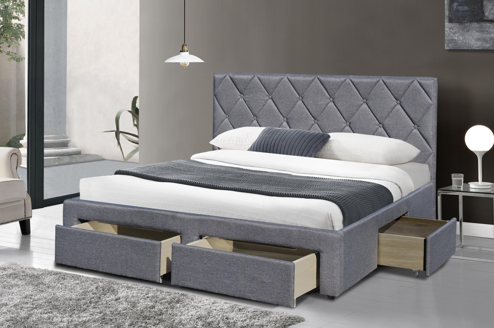 Produkt w kategorii: Łóżka, nazwa produktu: Łóżko tapicerowane Betina 160 popielate