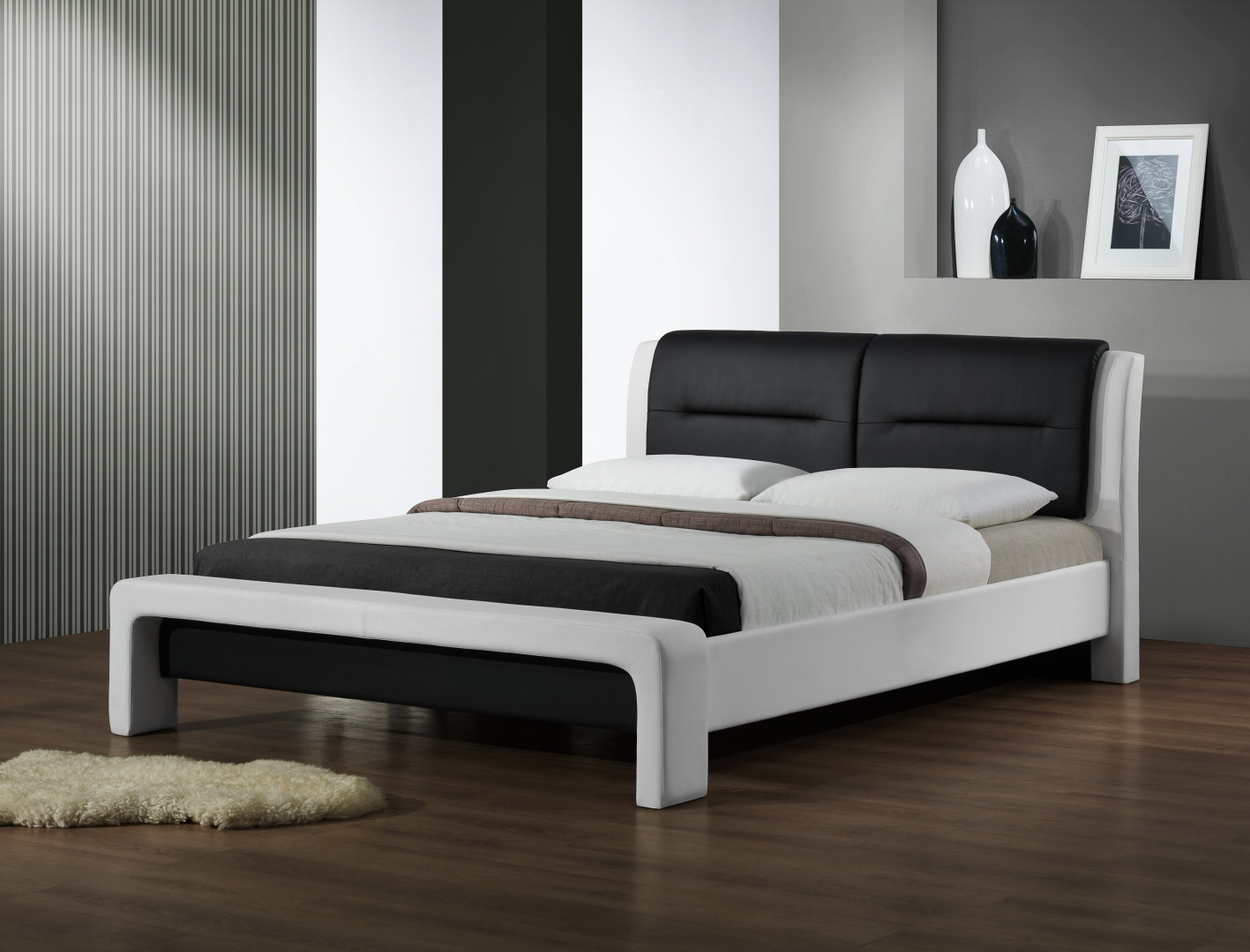 Luksusowe łóżko Cassandra 120 białe-czarne