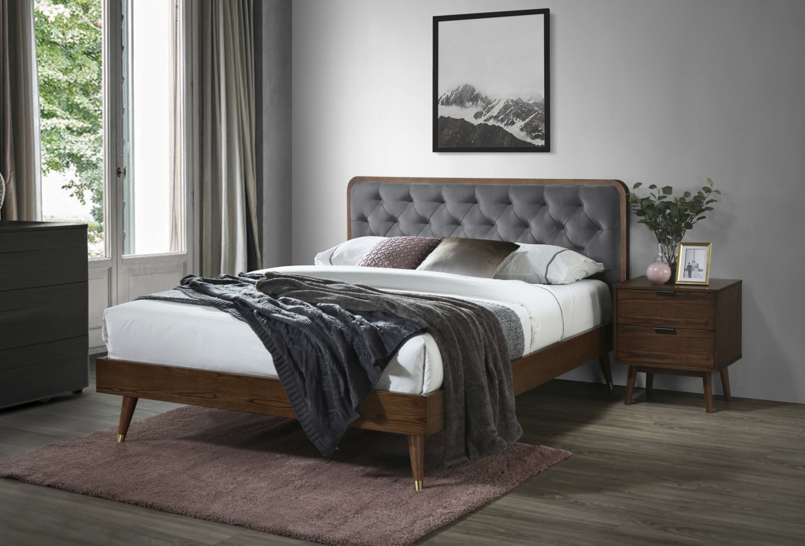 Produkt w kategorii: Łóżka, nazwa produktu: Łóżko Cassidy Velvet Orzechowe 160x200