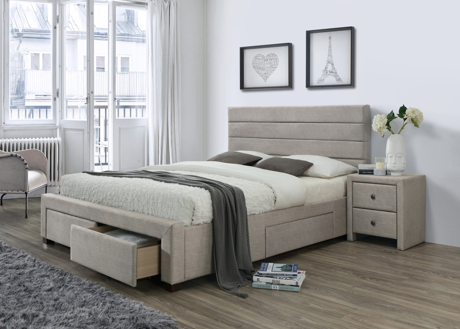 Produkt w kategorii: Łóżka, nazwa produktu: Luksusowe łóżko Kayleon Beżowe Oaza