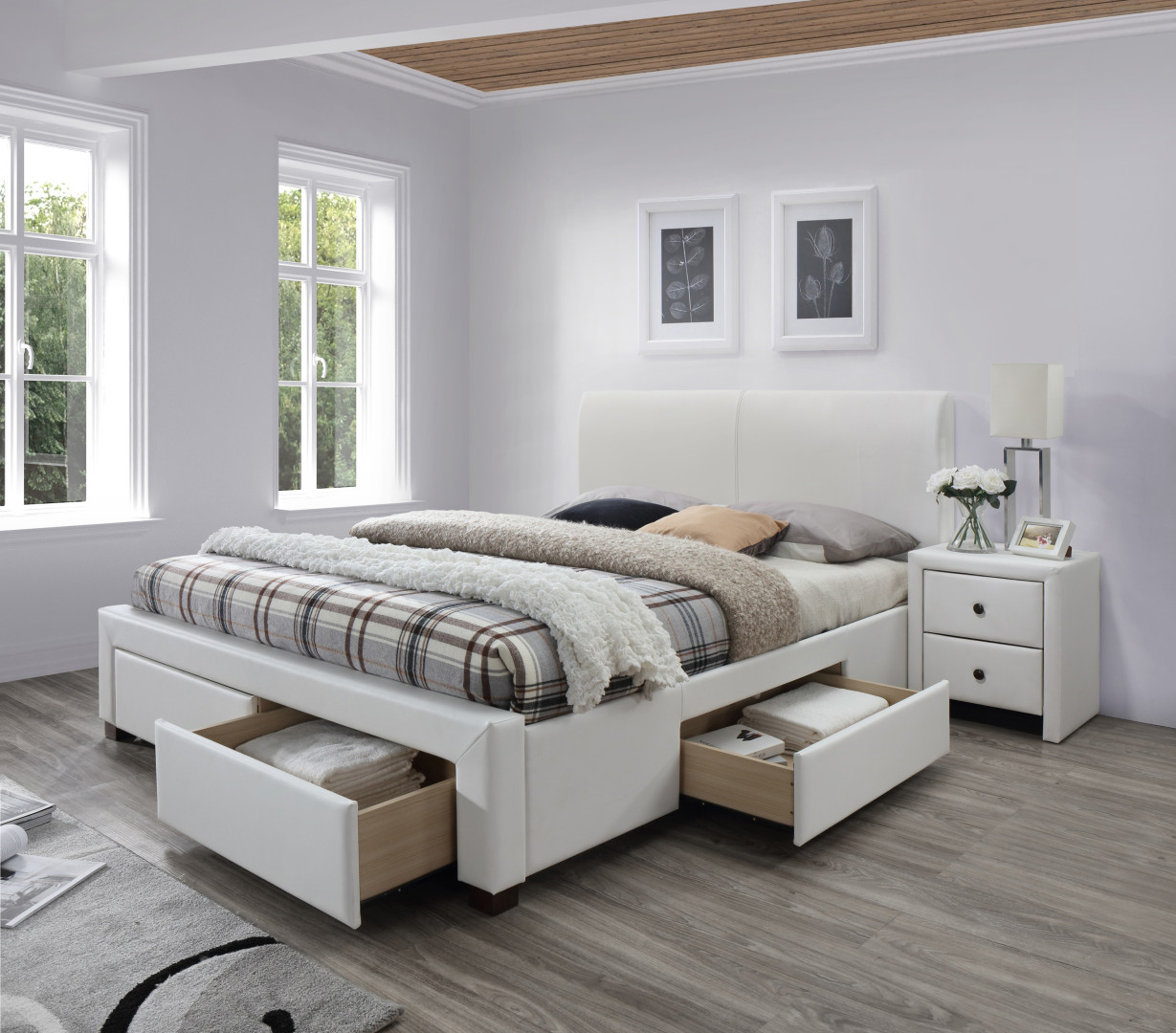 Produkt w kategorii: Łóżka, nazwa produktu: Luksusowe łóżko Modena 2 białe 160x200
