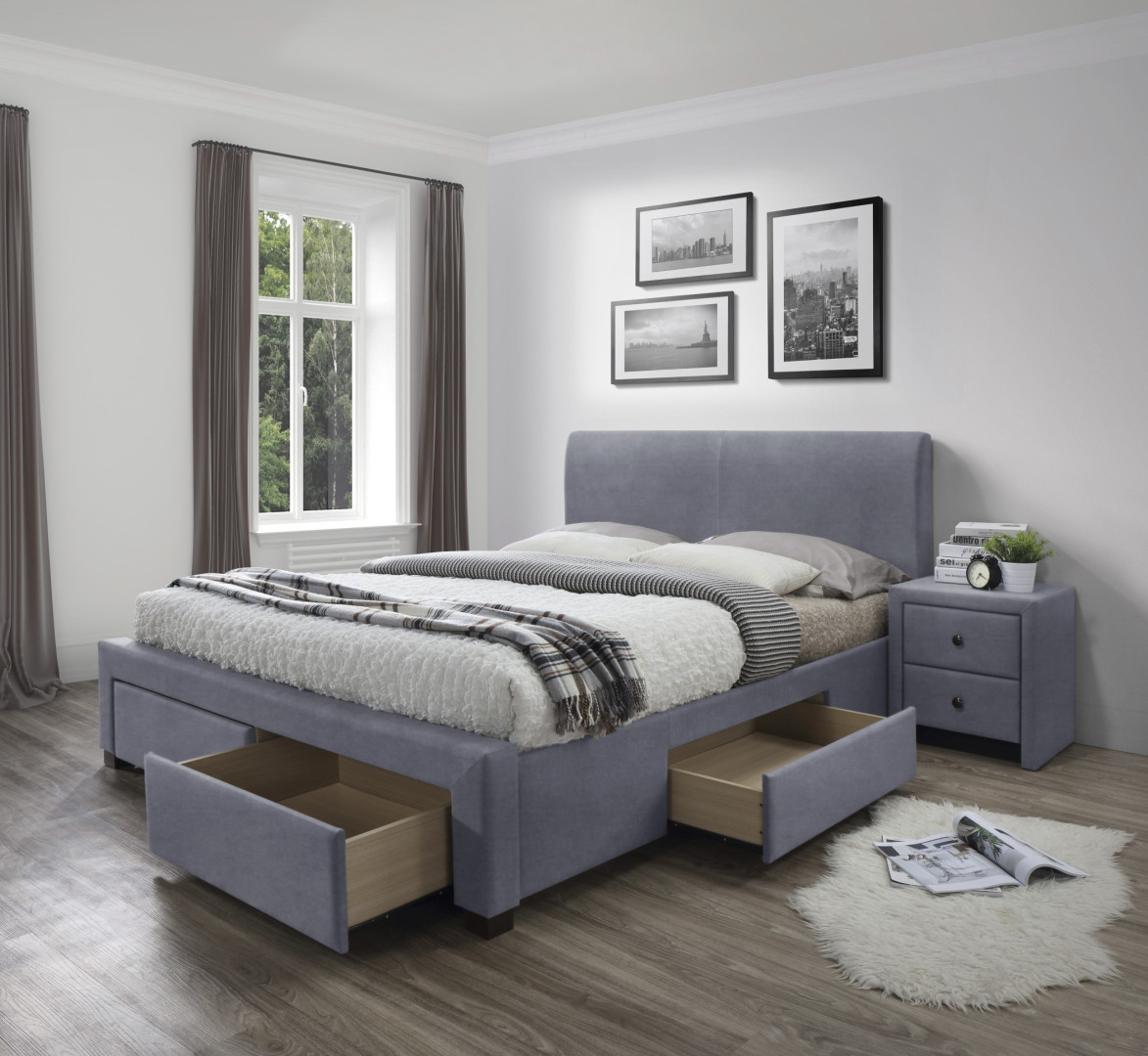 Produkt w kategorii: Łóżka, nazwa produktu: Luksusowe łóżko Modena 164x220 popielatego