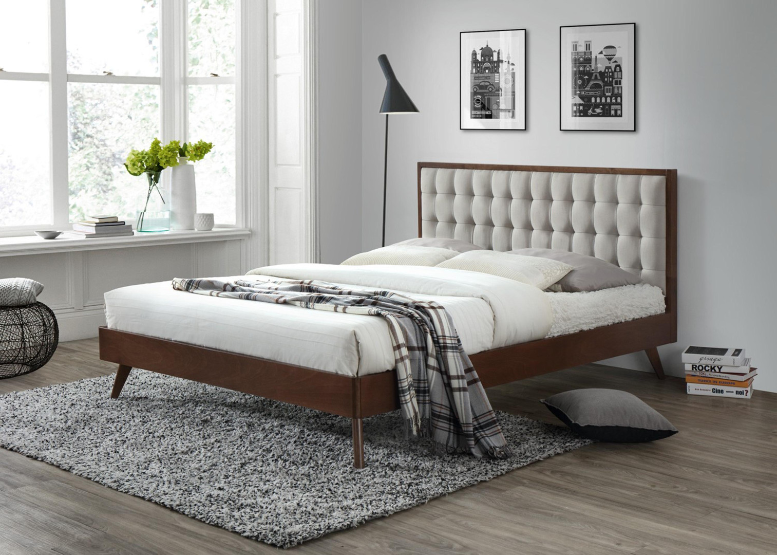 Produkt w kategorii: Łóżka, nazwa produktu: Łóżko solomo orzechowy eleganckie 160cm