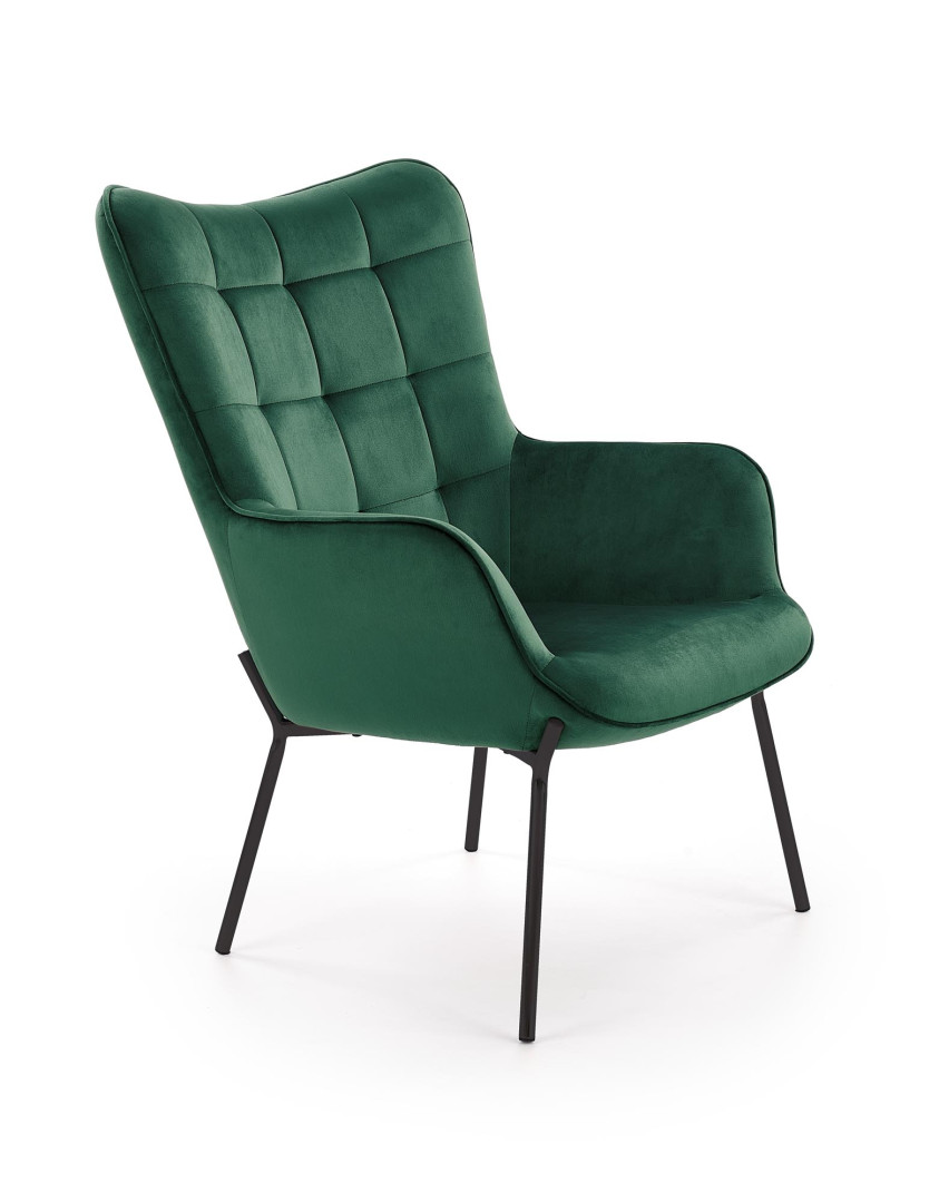 Fotel CASTEL czarno-zielony elegancki mebel