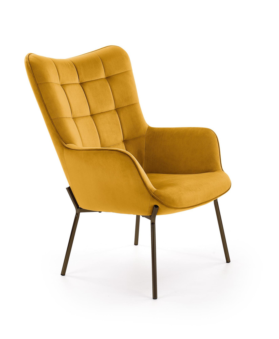 Produkt w kategorii: Fotele, nazwa produktu: Luksusowy fotel CASTEL musztardowy/czarny