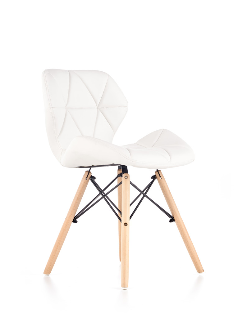 Luksusowe krzesło K281 białe z drewnem