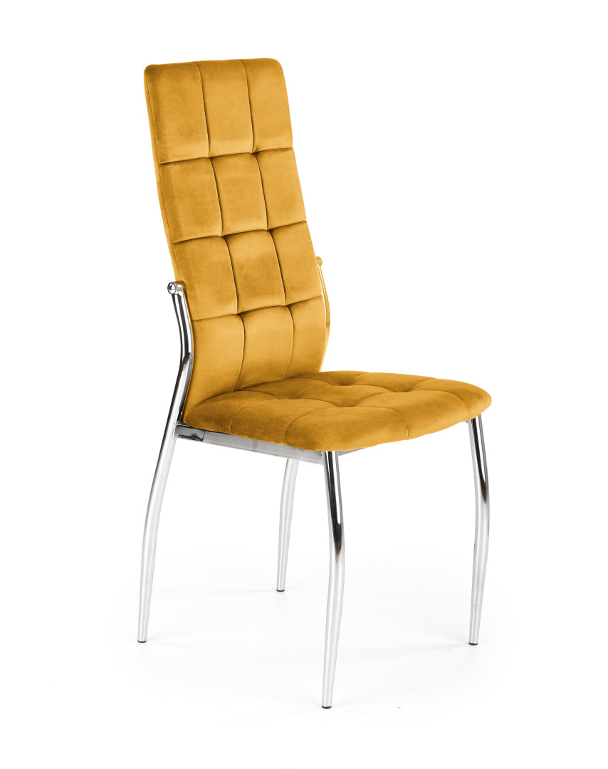 Eleganckie krzesło musztardowe velvet K416