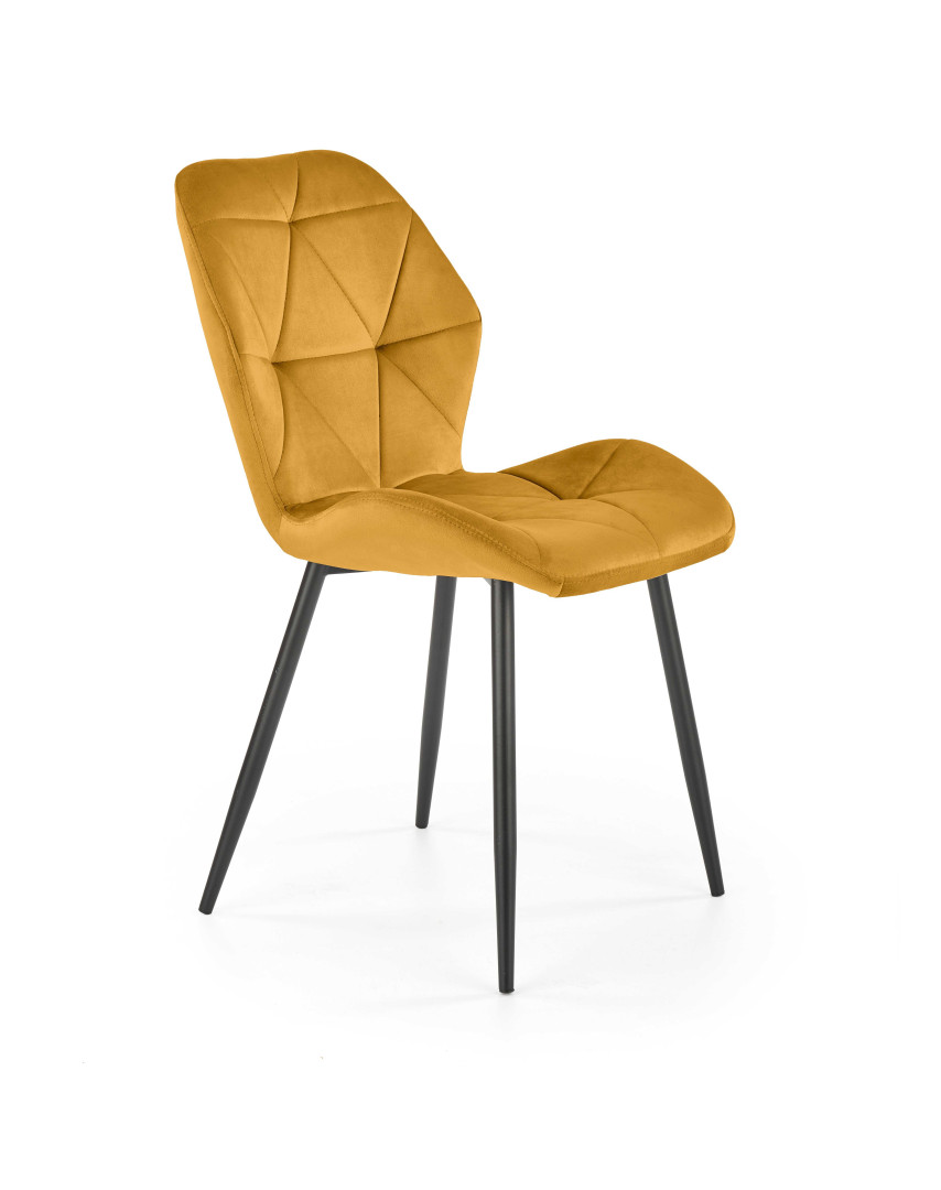 Luksusowe krzesło K453 w musztardowym kolorze