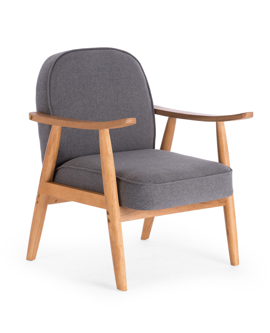 Produkt w kategorii: Fotele, nazwa produktu: Fotel Retro Szary Drewno Elegancki