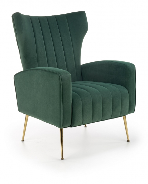 Produkt w kategorii: Fotele, nazwa produktu: Zielony fotel uszak z metalowymi nogami
